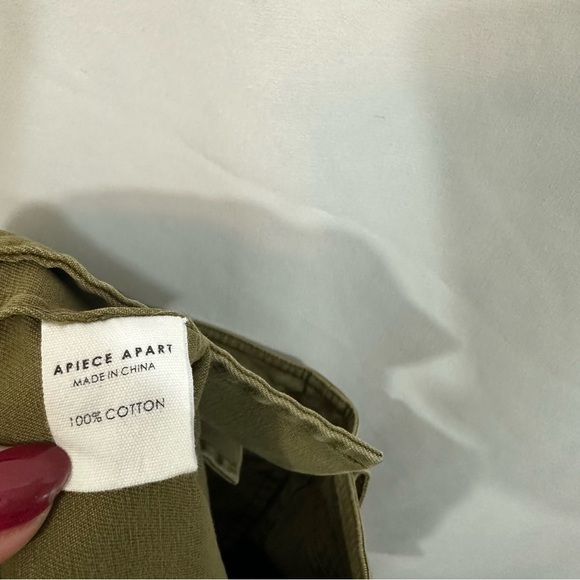 Apiece Apart Merida High Rise Wide Leg Pants in Olive Green - Picture 10 of 11